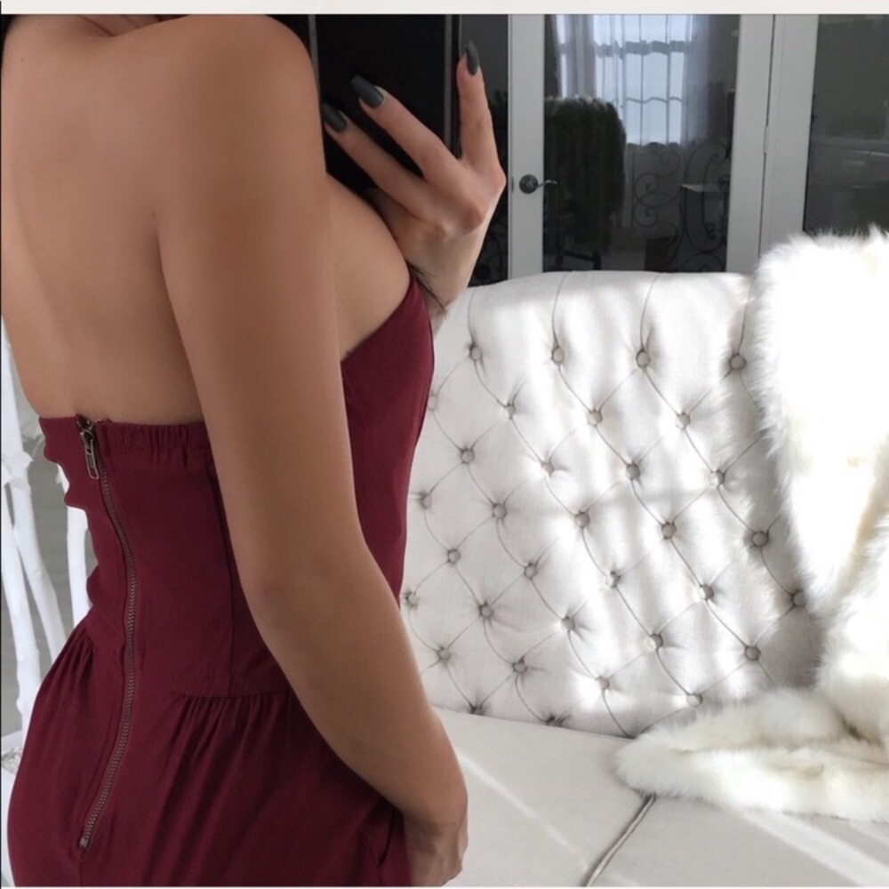 Ribbon Wine Jumpsuit View 3